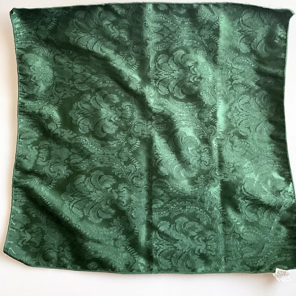 VTG WC Design Forest Green Damask Cloth Napkins & Ring Set - 16 Pcs - Picture 5 of 11